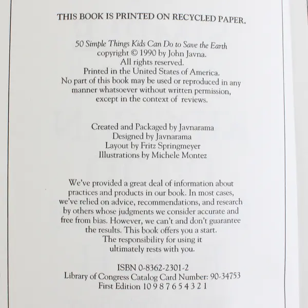 50 Simple Things Kids Can Do To Save The Earth EarthWorks Group 1990 Paperback