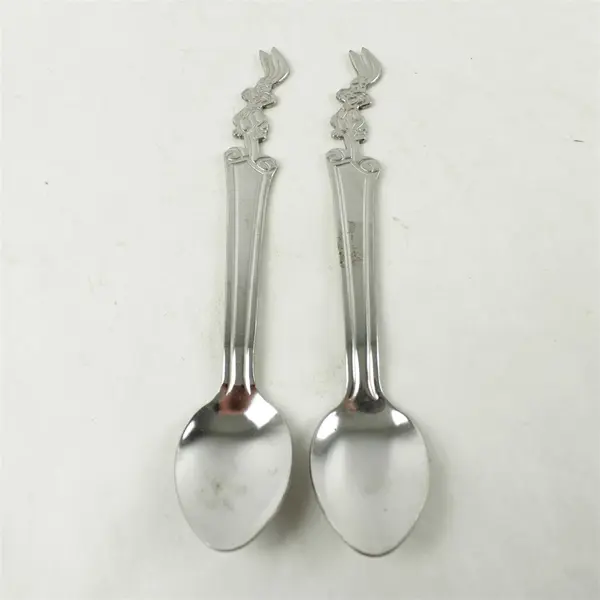 Vintage Set of 2 Nestle Quik Bunny Spoon Stainless 7.5" Imperial Nesquik