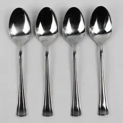 Lot of 4 Cuisinart Flatware Geo Pattern 18/10 SS Oval Soup Spoons 7.75" Good