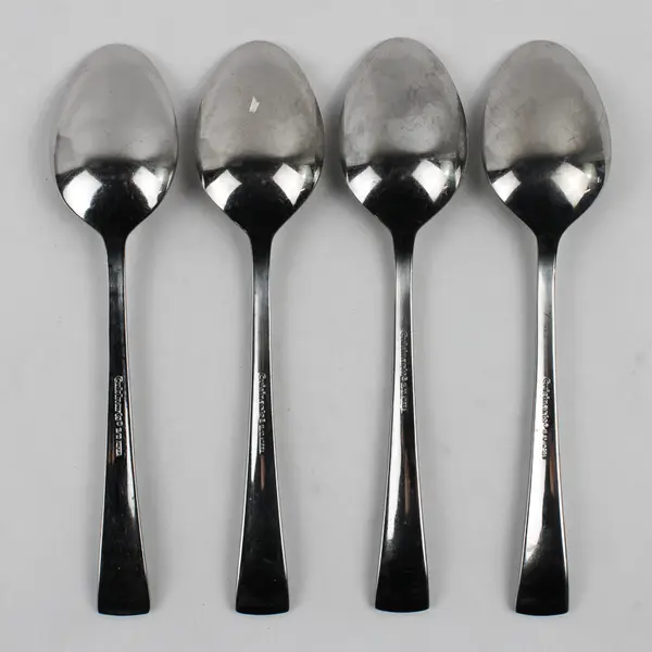 Lot of 4 Cuisinart Flatware Geo Pattern 18/10 SS Oval Soup Spoons 7.75" Good