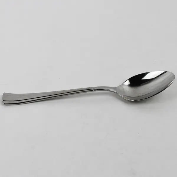 Lot of 4 Cuisinart Flatware Geo Pattern 18/10 SS Oval Soup Spoons 7.75" Good