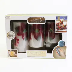 Apothecary & Company 3-Piece LED Poinsettias Candle Set w/Remote 2018