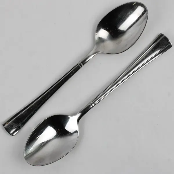 Lot of 6 Cuisinart Flatware Geo Pattern 18/10 SS Oval Soup Spoons 7.75" Good