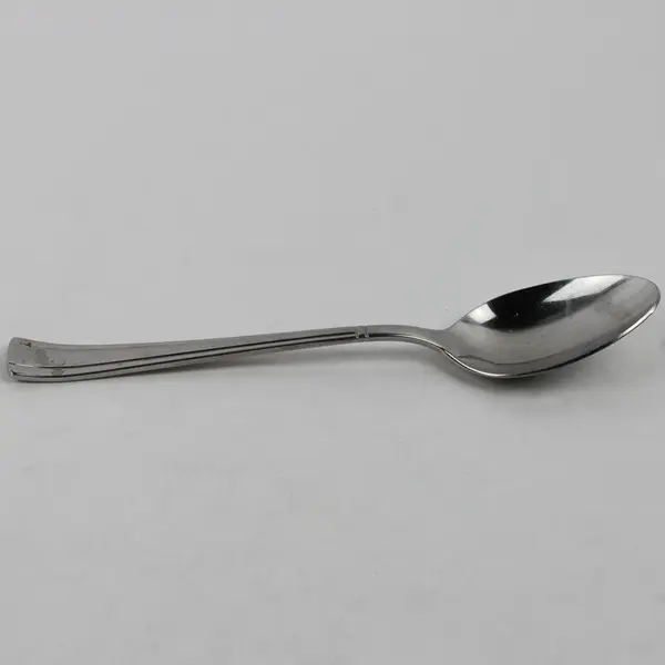 Lot of 6 Cuisinart Flatware Geo Pattern 18/10 SS Oval Soup Spoons 7.75" Good