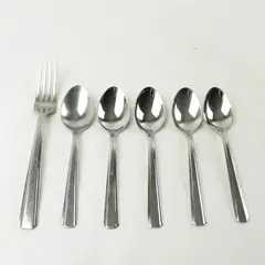 Lot of 5 Oneida Avian Stainless Teaspoons + 1 Dinner Fork Used