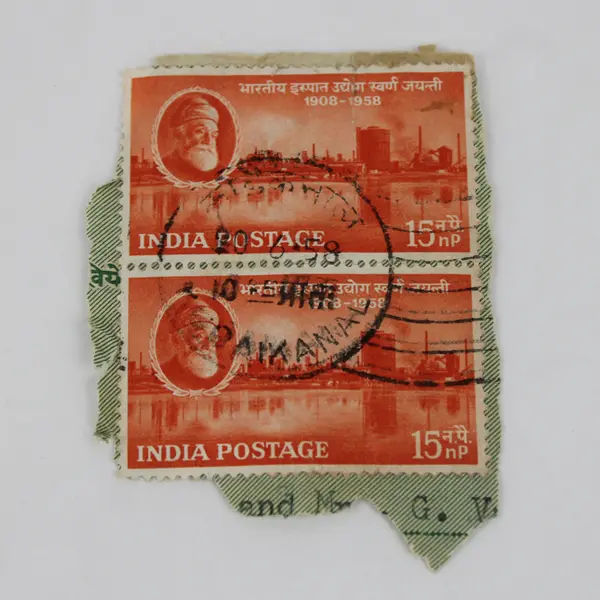Lot Of 4 India Jamsetji Tata Steel Plant 15nP Stamps Used Canceled On Paper