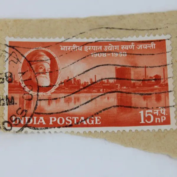 Lot Of 4 India Jamsetji Tata Steel Plant 15nP Stamps Used Canceled On Paper