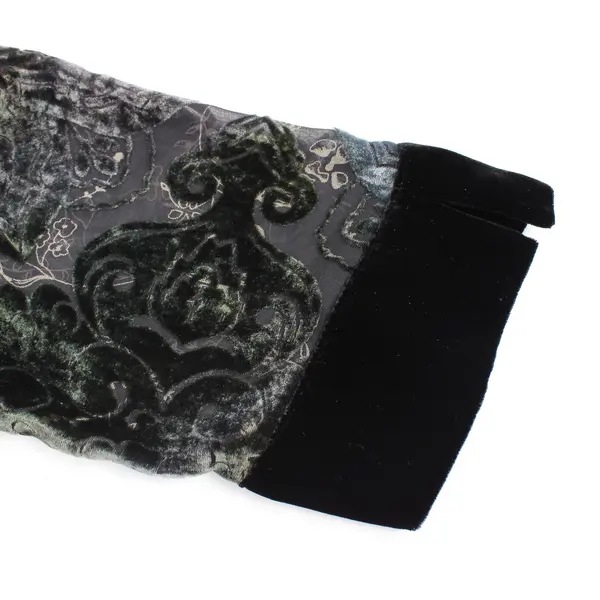 Chico's Women's L Green Silk Blend Floral Flocked Velvet Burnout Jacket