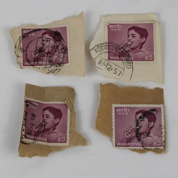 Lot Of 4 India 8nP Stamps 1957 Used Canceled On Paper Children's Day