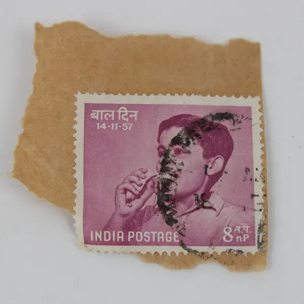 Lot Of 4 India 8nP Stamps 1957 Used Canceled On Paper Children's Day