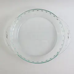 Pyrex Clear Glass Scalloped Deep Pie Dish Pan Baking W/ Handles 9.5" #2229