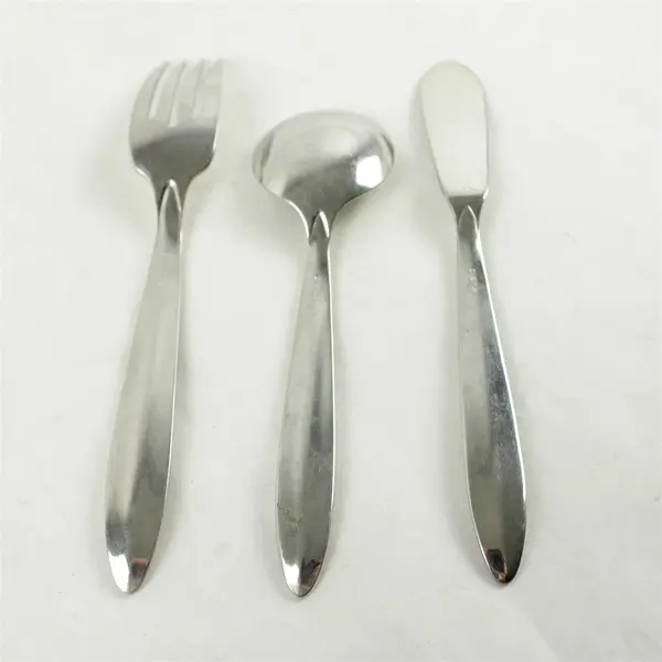 Lot of 3 Oneida Alsace Stainless Salad Fork- Sugar Spoon & Flat Butter Knife