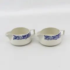 2 Vintage White Ceramic Creamers With Blue Flowers 
