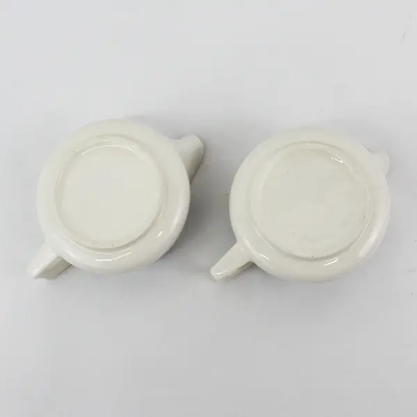 2 Vintage White Ceramic Creamers With Blue Flowers 