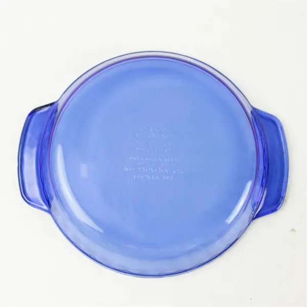 Anchor Hocking Ovenware Blue Clear Glass 9" Deep Pie Plate 1 Qt #1075