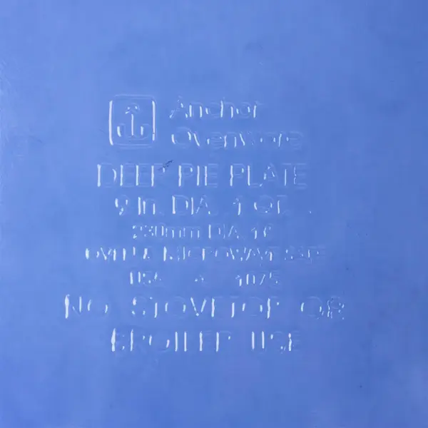 Anchor Hocking Ovenware Blue Clear Glass 9" Deep Pie Plate 1 Qt #1075