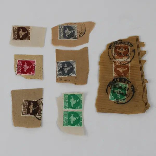 Lot Of 10 India 1957 Map Of India Stamps Used Canceled On Paper 