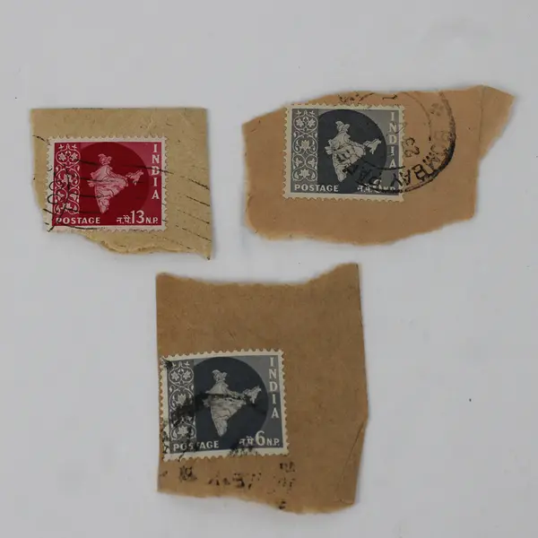 Lot Of 10 India 1957 Map Of India Stamps Used Canceled On Paper 