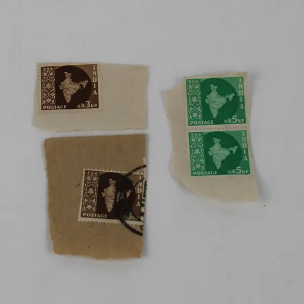 Lot Of 10 India 1957 Map Of India Stamps Used Canceled On Paper 