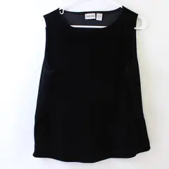 Chico's Women's 2 Black Velour Wide Strap Sleeveless Tank Top