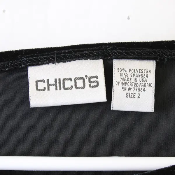 Chico's Women's 2 Black Velour Wide Strap Sleeveless Tank Top