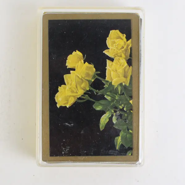 Deck of Vintage Playing Cards in Box Yellow Roses Complete