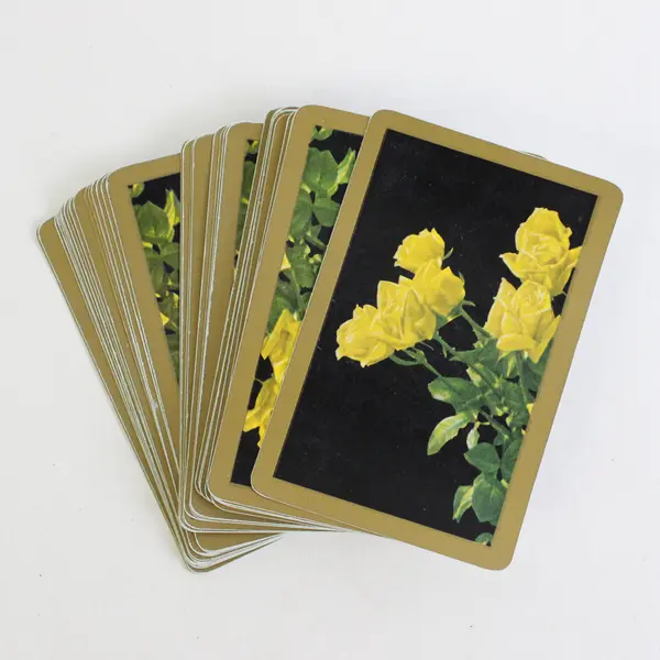 Deck of Vintage Playing Cards in Box Yellow Roses Complete