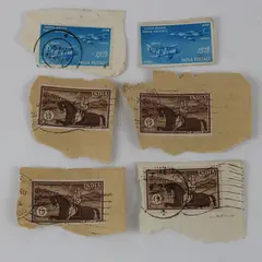 Lot Of 6 India 15nP Stamps Used On Paper Air Force 1958 Lakshmibai 1957