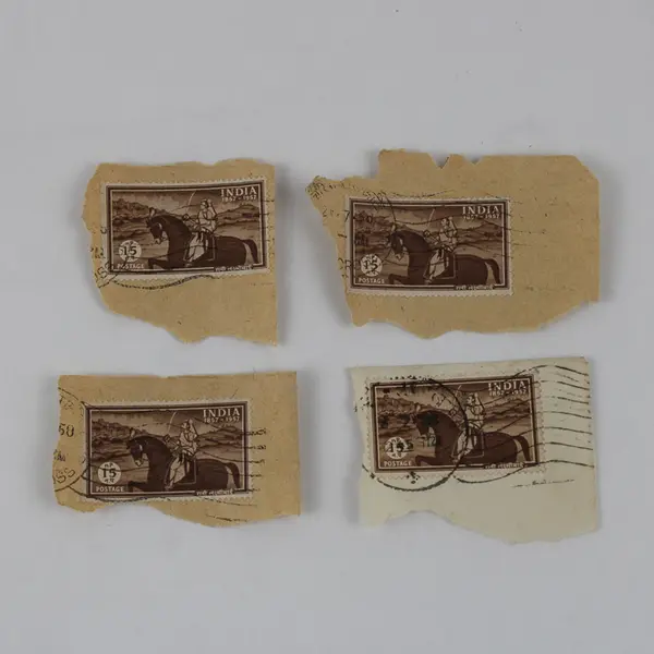 Lot Of 6 India 15nP Stamps Used On Paper Air Force 1958 Lakshmibai 1957