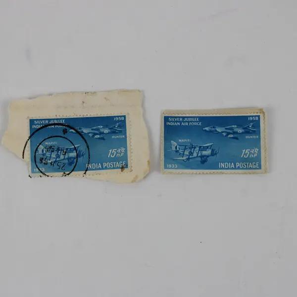 Lot Of 6 India 15nP Stamps Used On Paper Air Force 1958 Lakshmibai 1957