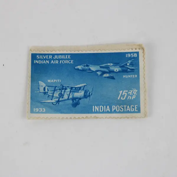 Lot Of 6 India 15nP Stamps Used On Paper Air Force 1958 Lakshmibai 1957