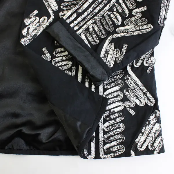 Chico’s Women's Sz. 1 Black & White Abstract Design Bolero Box Jacket 3/4 Sleeve