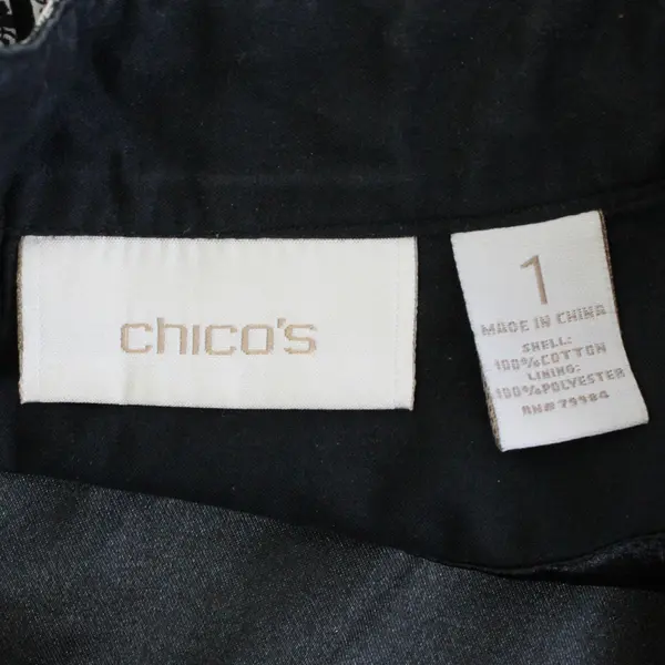 Chico’s Women's Sz. 1 Black & White Abstract Design Bolero Box Jacket 3/4 Sleeve