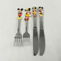 Lot of 4 Vintage Mickey & Minnie Stainless Flatware Forks & Knives Disney