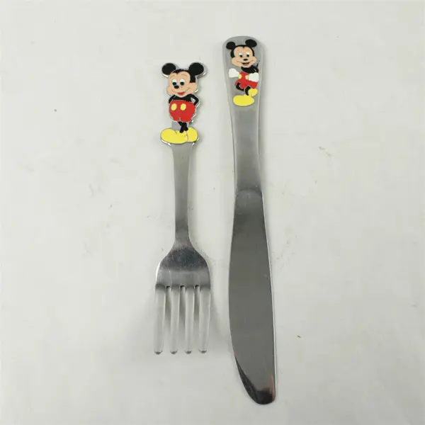Lot of 4 Vintage Mickey & Minnie Stainless Flatware Forks & Knives Disney