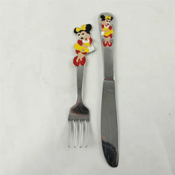 Lot of 4 Vintage Mickey & Minnie Stainless Flatware Forks & Knives Disney