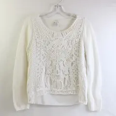 Chicos Women's Sz. 1 Ivory White Layered Knit Long Sleeve Sweater
