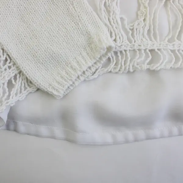 Chicos Women's Sz. 1 Ivory White Layered Knit Long Sleeve Sweater