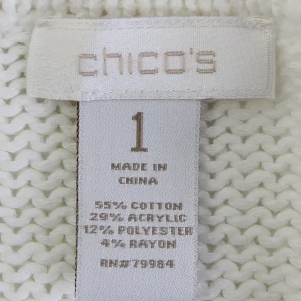 Chicos Women's Sz. 1 Ivory White Layered Knit Long Sleeve Sweater