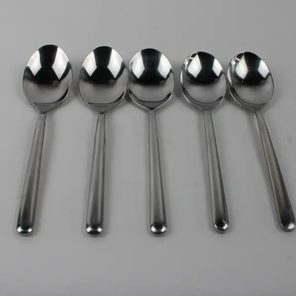 Lot of 5 Cambridge Silver Charlotte Pattern Stainless Solid Serving Spoons Rare