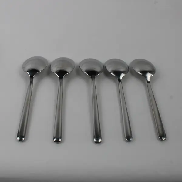 Lot of 5 Cambridge Silver Charlotte Pattern Stainless Solid Serving Spoons Rare