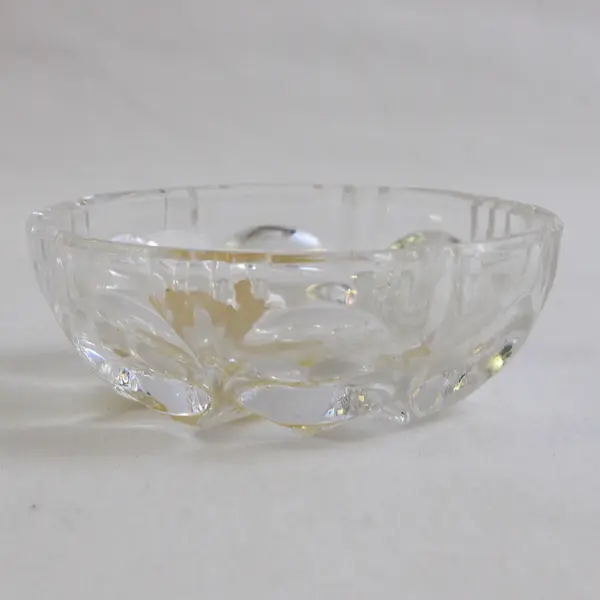 Unbranded Lead Crystal Clear Glass Open Salt Cellar/Trinket Dish 24% Pb0