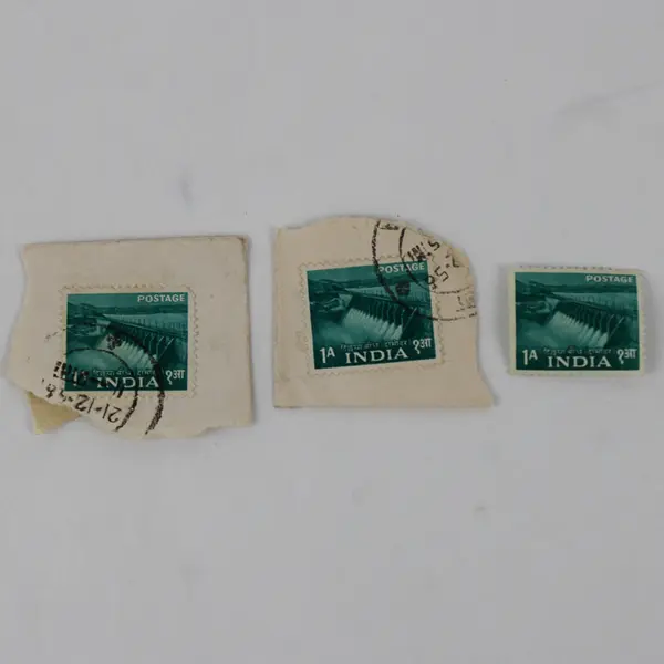 Lot Of 5 India Stamps Used On Paper Tilaiya Dam Agriculture Train 1950s