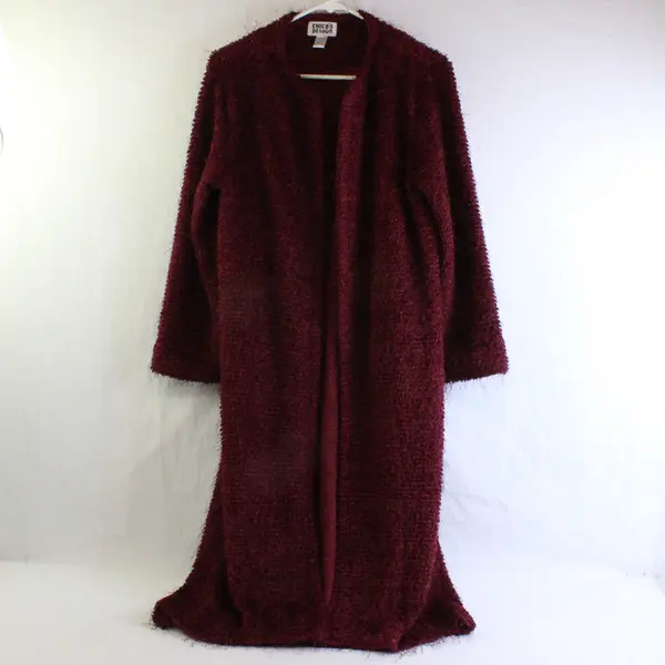 Vintage Chico's Design Size 0/Small Plum Long Open Textured Knit Cardigan/Duster