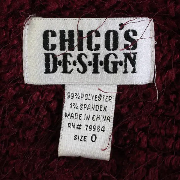 Vintage Chico's Design Size 0/Small Plum Long Open Textured Knit Cardigan/Duster