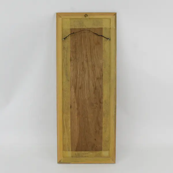 Vintage Framed 24.5" x 9.5" Wood Burnt Art Work Signed Hamouda 76 