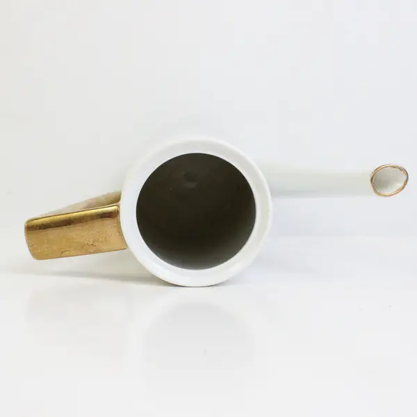 Unbranded Ceramic Floral Pattern Gold Trim Tall Slim Tea Pot Without Lid 10.25"