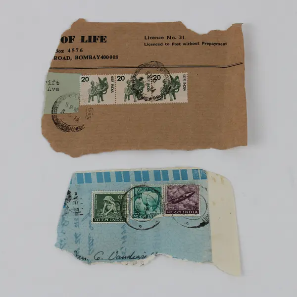 Lot Of 6 India Stamps Used On Paper 1974 Horse Mangoes Plucking Tea Gnat Jet