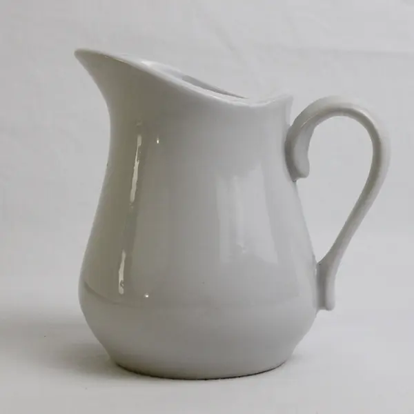 Chaozhou Stoneware White Ceramic Creamer Pitcher 4.5" Tall