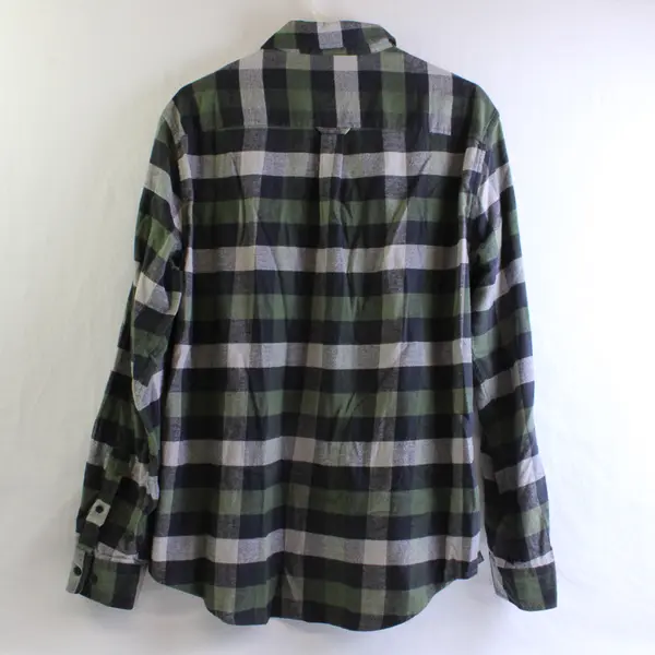 Chaps Men's Size Large Stretch Green Plaid Long Sleeve Button Up Flannel Shirt